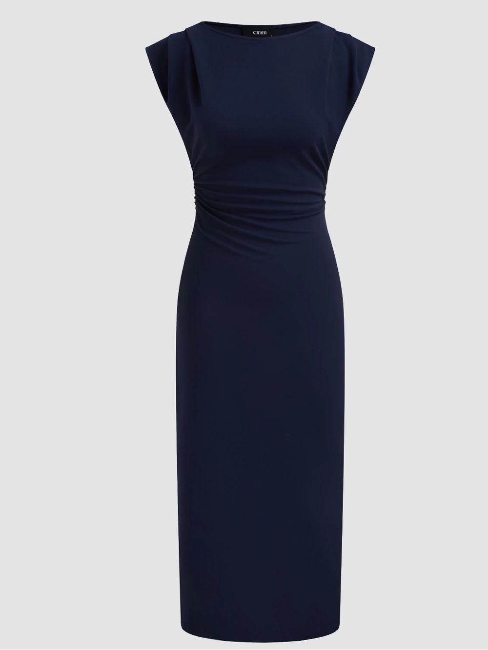 NWT CIDER BOAT NECK SOLID RUCHED MAXI DRESS